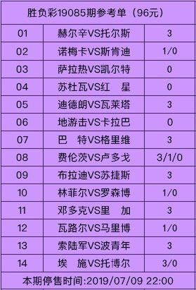 胜负彩19086期专业媒体,胜负彩19106期对阵