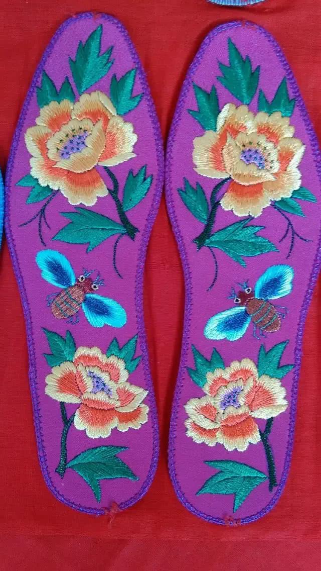 老式鞋垫60后的图案,46码刺绣鞋垫成品