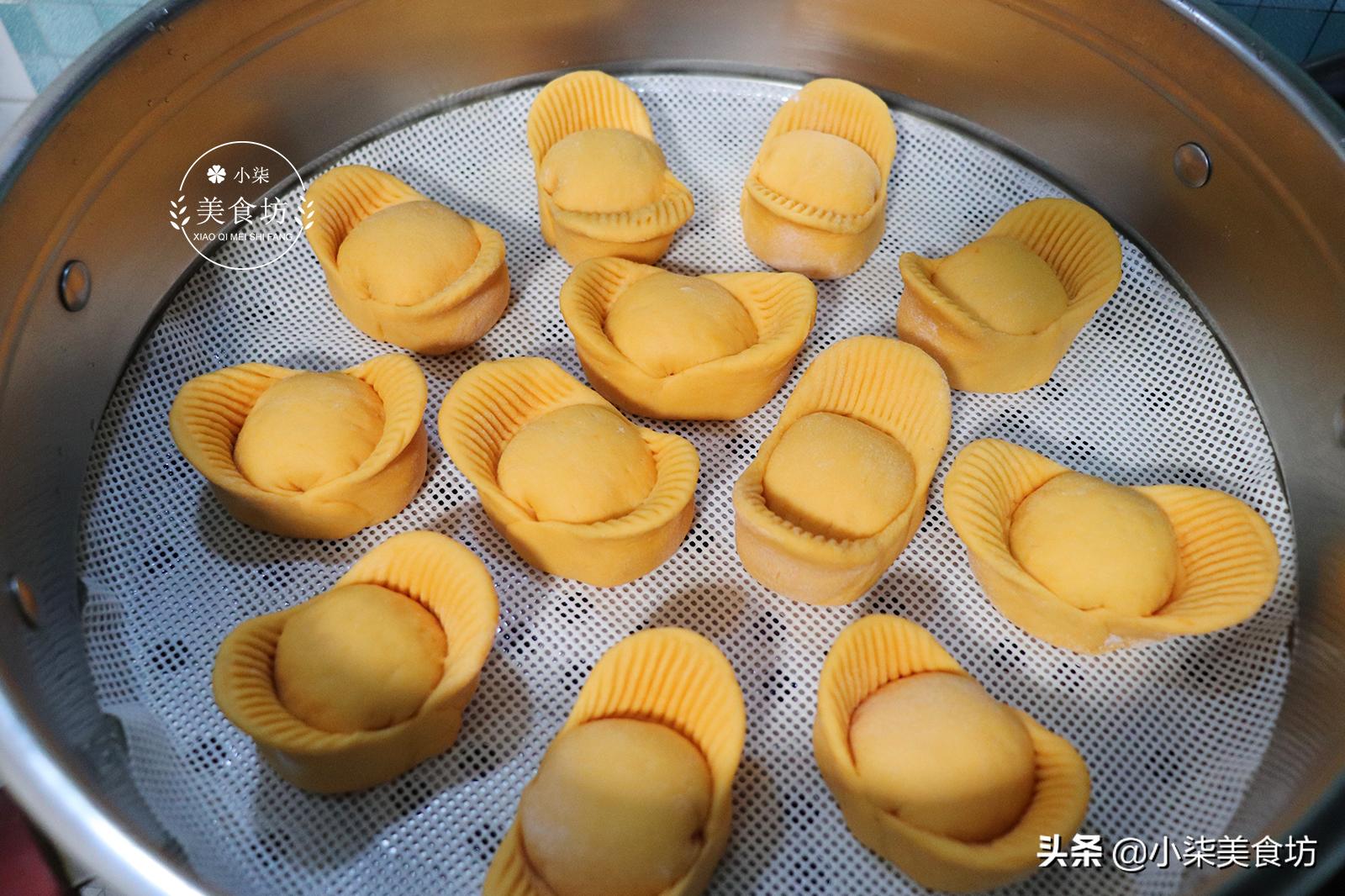 年夜饭必备的金元宝馒头,过年吃的福馒头