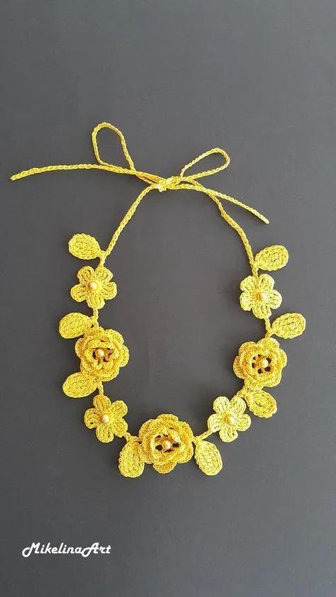 毛线钩织项链配饰教程,毛线钩织各种款式项链视频教程