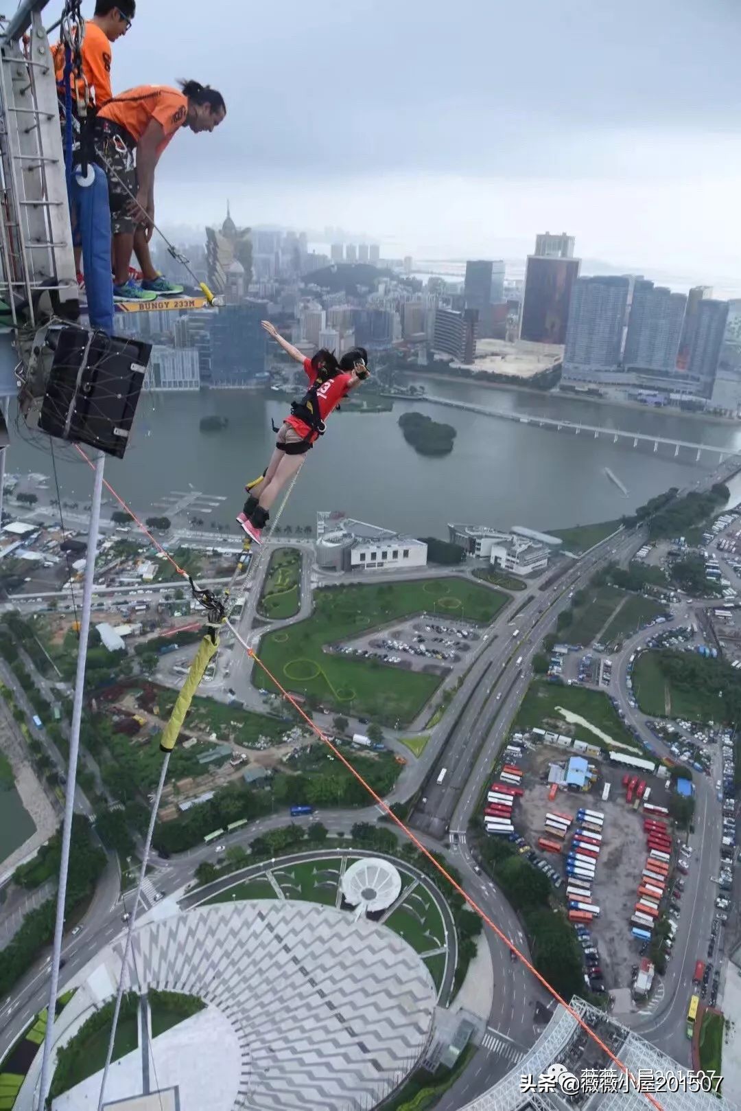 澳门233米高空真实蹦极,澳门旅游塔蹦极跳最高多少米