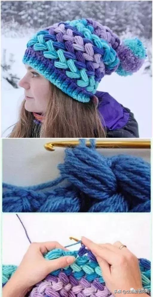 毛线编织有帽沿的冬帽,最新款毛线帽子编织教程日系帽