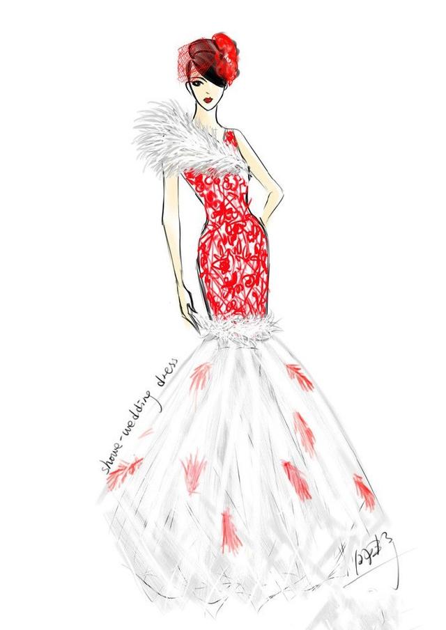 服装设计礼服素描手稿,著名设计师服装设计手稿
