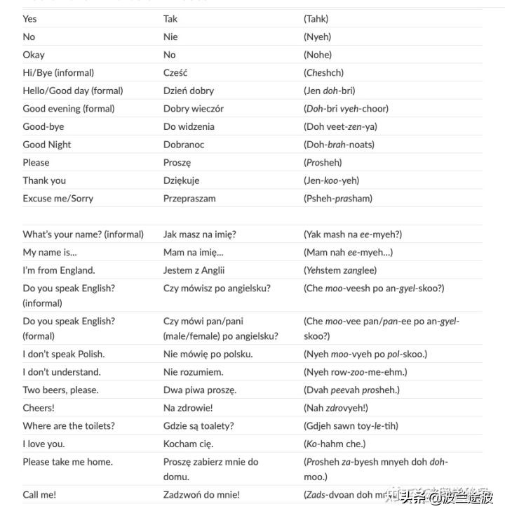 留学必备让人刮目相看的常用波兰语汇总