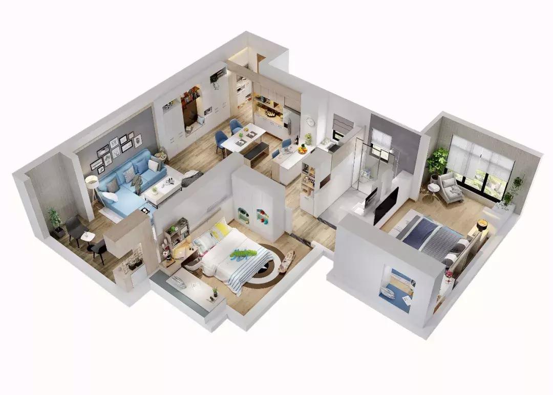 好看不贵的北欧风,北欧轻奢风装修三室两厅87平米