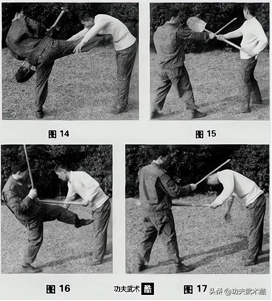 武当短棍对战铁锹,街斗技巧腿法