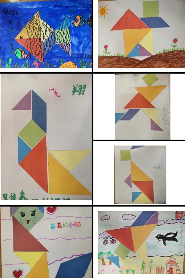 七巧板数学创意画,二年级数学情景拼贴画大全