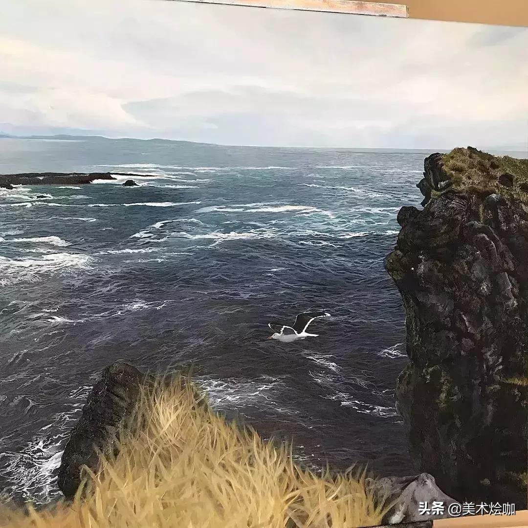 简单而又漂亮的大海图绘画,用水彩笔画一幅美丽的大海画