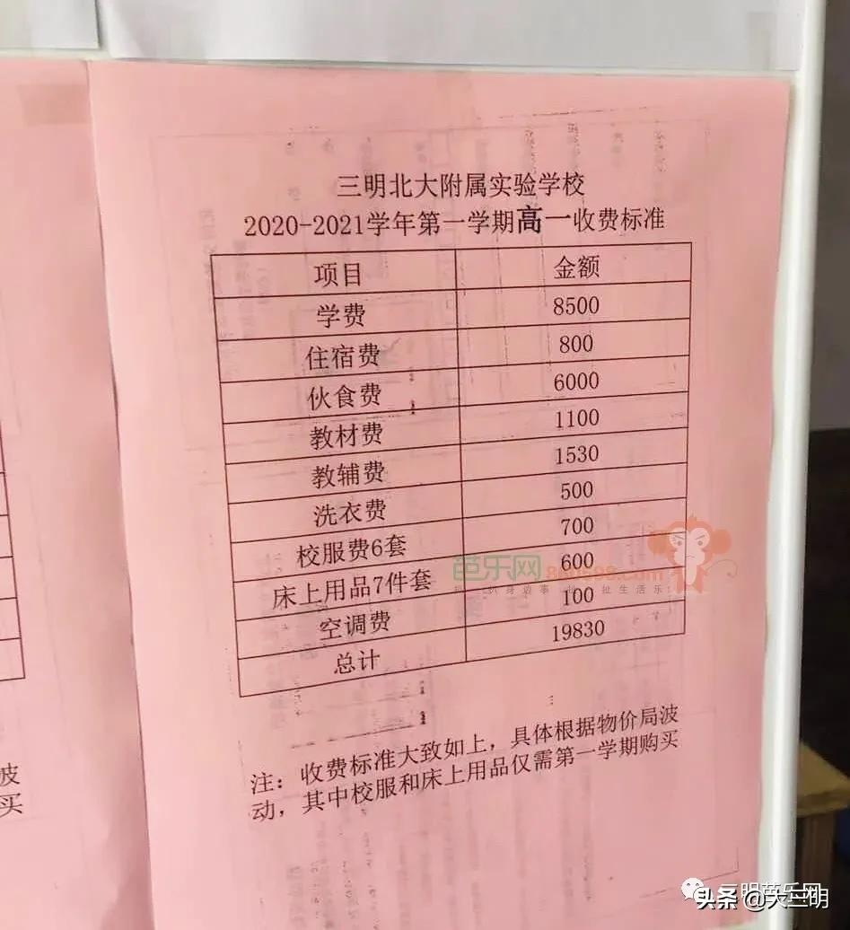 三明高中学费2024年收费标准,三明市第一中学学费