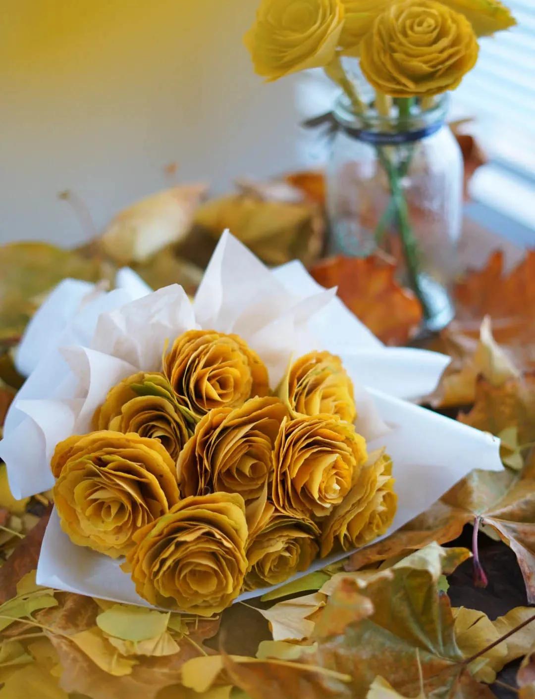 银杏树叶如何做玫瑰花,银杏叶如何制作玫瑰花