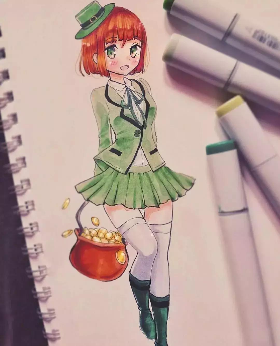 可爱动漫人物手绘马克笔,马克笔好看的动漫人物