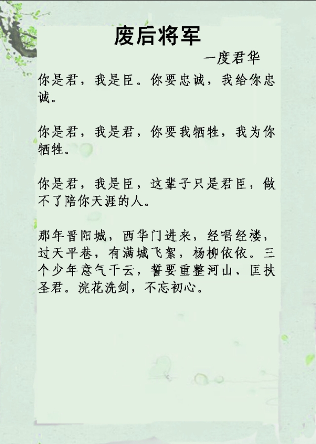 我不愿故事的结局，誓言成为戏言《废后将军》《拜相为后》强推