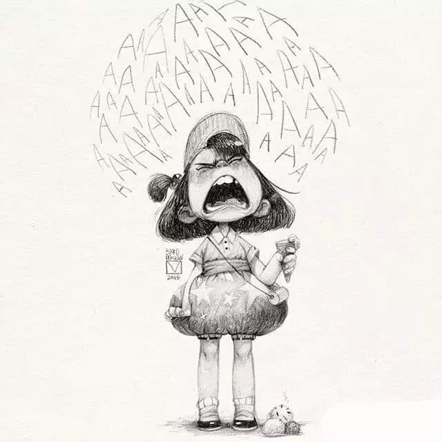 画动漫人物黑白插画素描,看似荒诞而有创意的素描插画