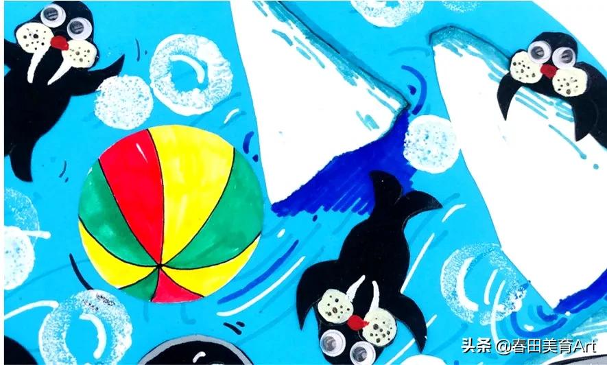 幼儿园海狮表演绘画,5-12岁少儿美术课程手工