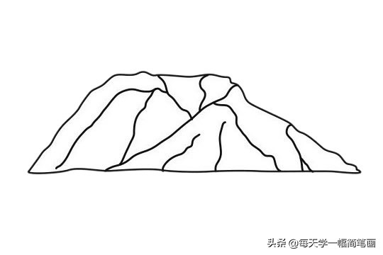 高大挺拔的山峰简笔画,山峰和草地简笔画