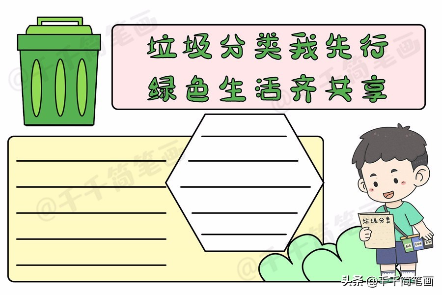 垃圾分类的手抄报模板高中生,垃圾分类和消防意识的手抄报