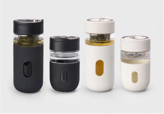 茶水分离泡茶磁吸杯,便携透明磁吸茶水分离杯白盖300ml