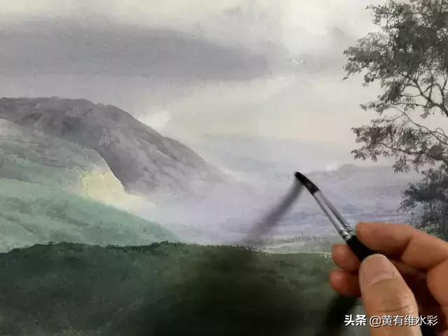 水彩画山风景入门,远山画法入门教程