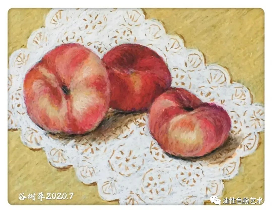 油画棒画苹果和真的一样,油画棒绘画超高级