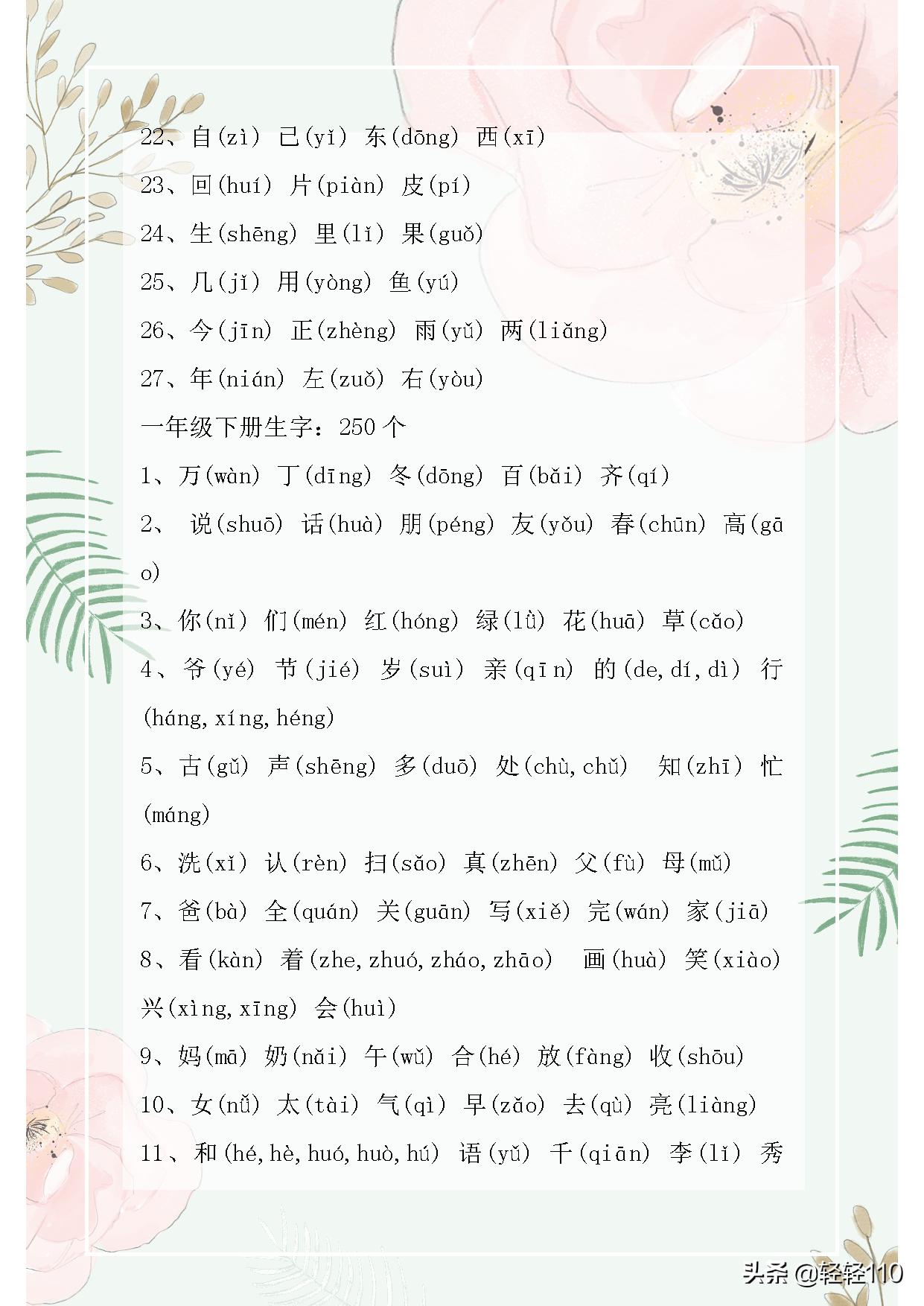 小学1-6年级生字总共2460个带拼音,1到6年级生字表2460个字