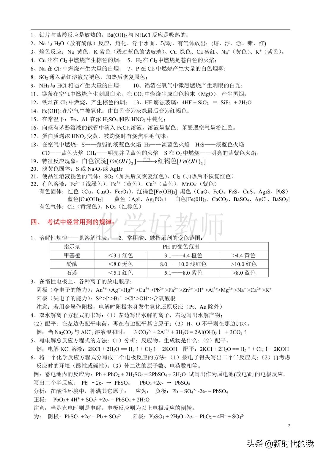 高中化学重要知识点总结大全,高中化学重点知识点归纳总结