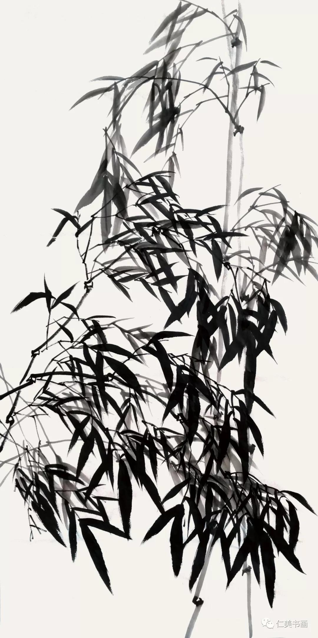 大师示范竹子竹叶的画法,一分钟教你竹叶的四种画法