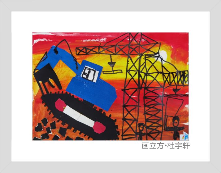 工程车模型儿童美术作业,少儿美术工程车