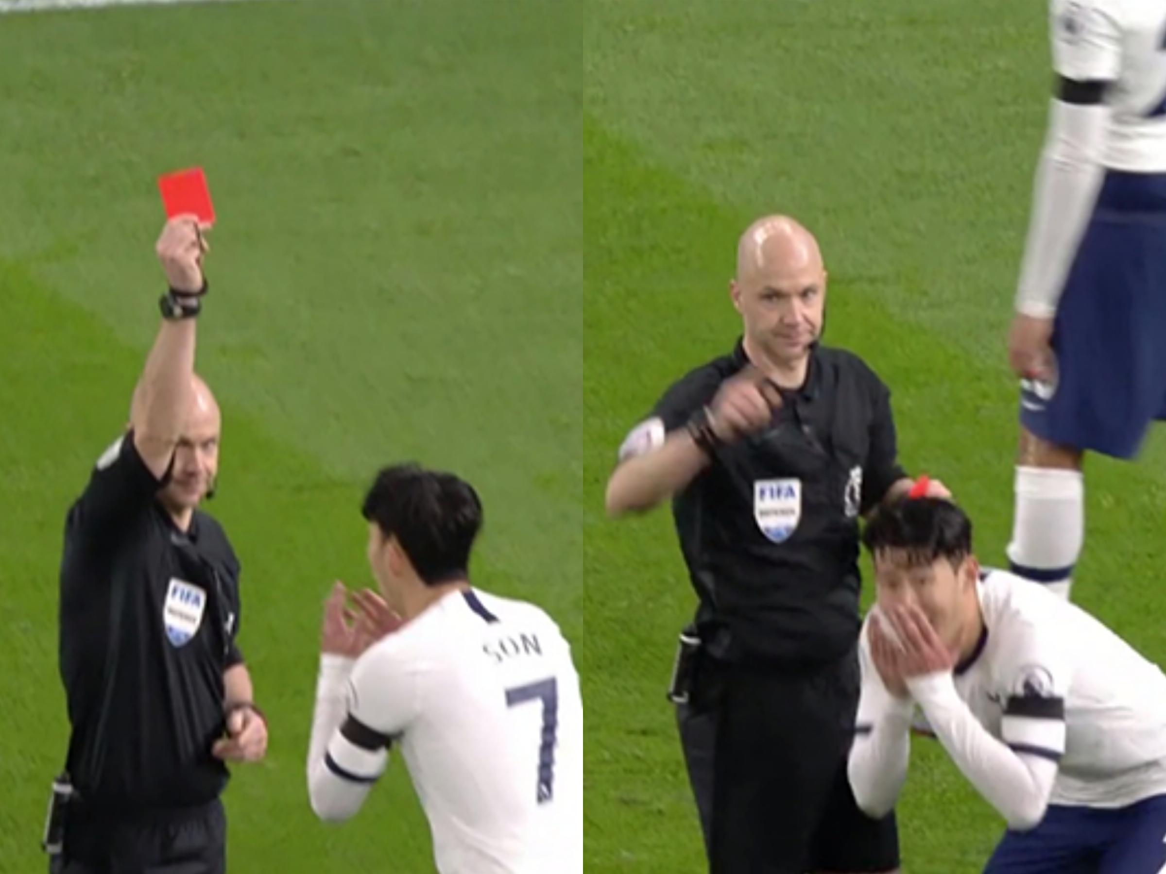 孙兴慜人设崩塌，本性终暴露！红牌罚下跪地掩面