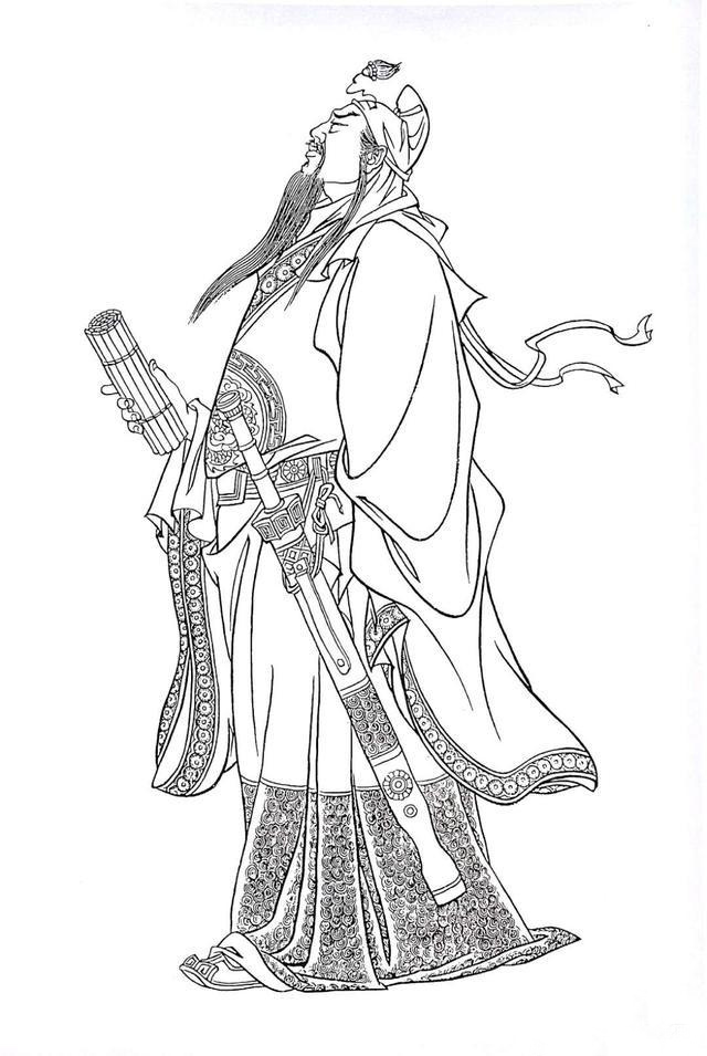 人物工笔白描线稿男青年,工笔白描人物图谱