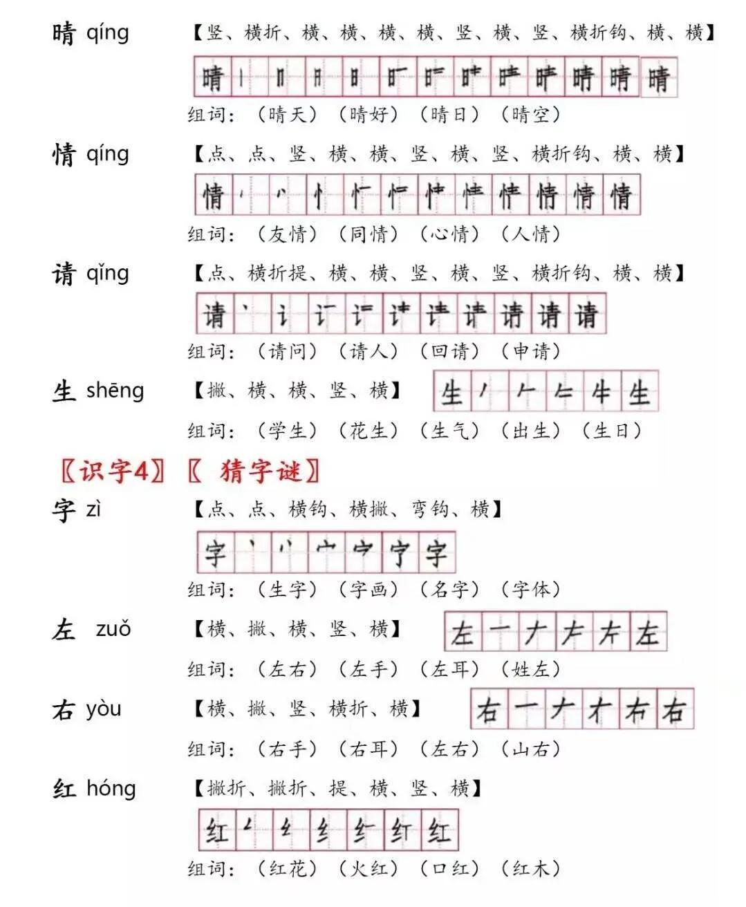 一年级下册语文第四课猜字谜组词,部编版一年级语文下册形近字组词
