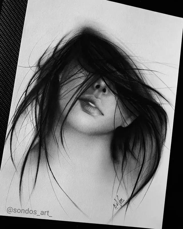 超写实素描人像,人像素描画抽象