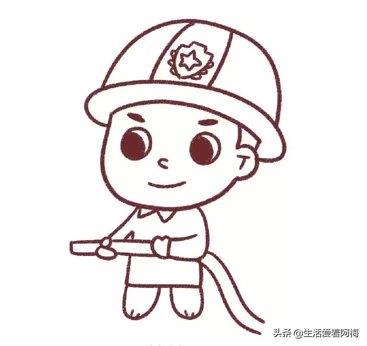 消防员进入火场的背影简笔画,消防员的画法简笔画教程