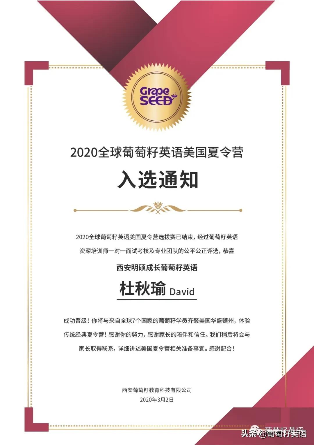 CampGrapeSEED2020丨入选学员名单公示