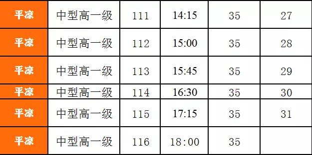 兰州至平凉客运时刻表,庄浪平凉客运时刻表
