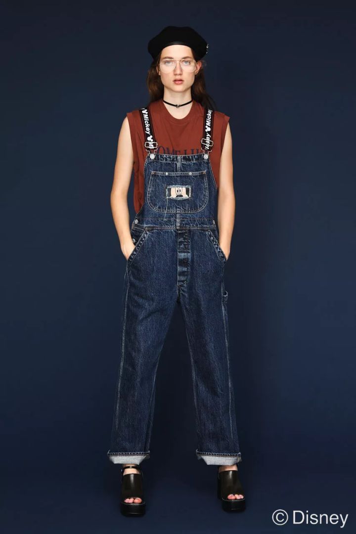 迪士尼联名格子裤正品,moussy迪士尼联名刺绣