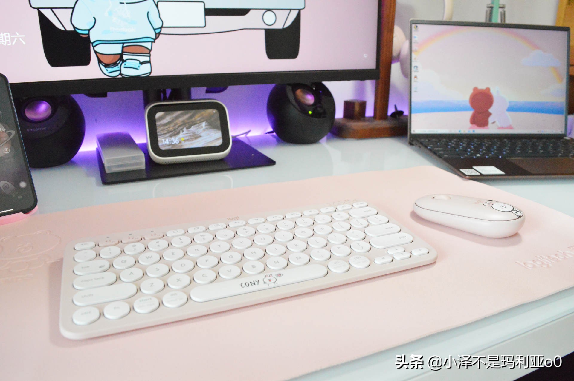 桌面好物分享学生党,罗技popkeys键盘套装