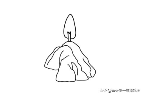 高大挺拔的山峰简笔画,山峰和草地简笔画