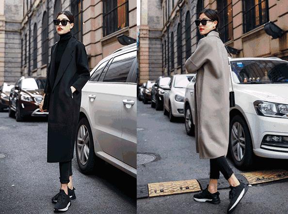 不同版型深灰色双面羊毛大衣穿搭,羊毛绒大衣怎么穿不显臃肿
