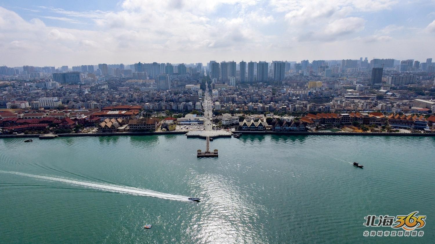 航拍北海第二湾,北海北岸震撼航拍