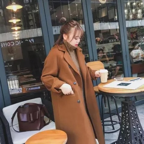 休闲韩版大衣中版大衣穿搭,短款大衣推荐韩系