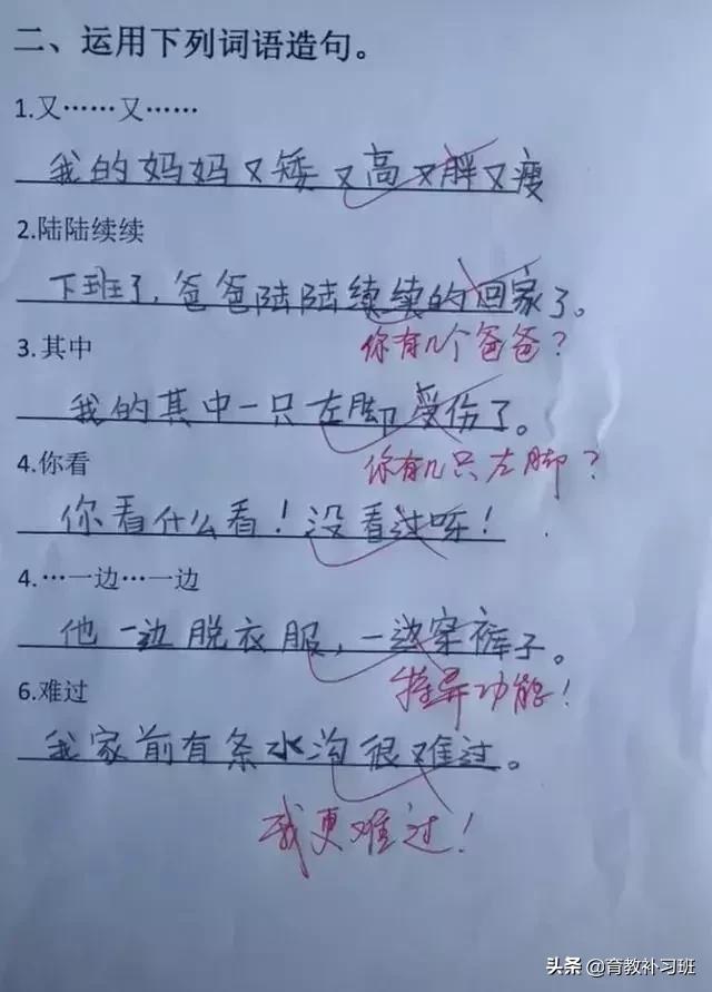小学生造句老师给零分,小孩造句老师给了100分