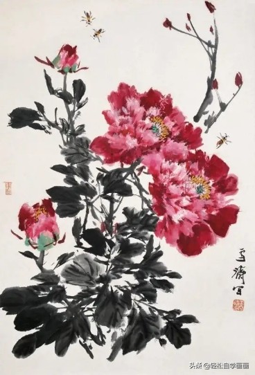 画牡丹如何加色能出层次,画牡丹调色运笔