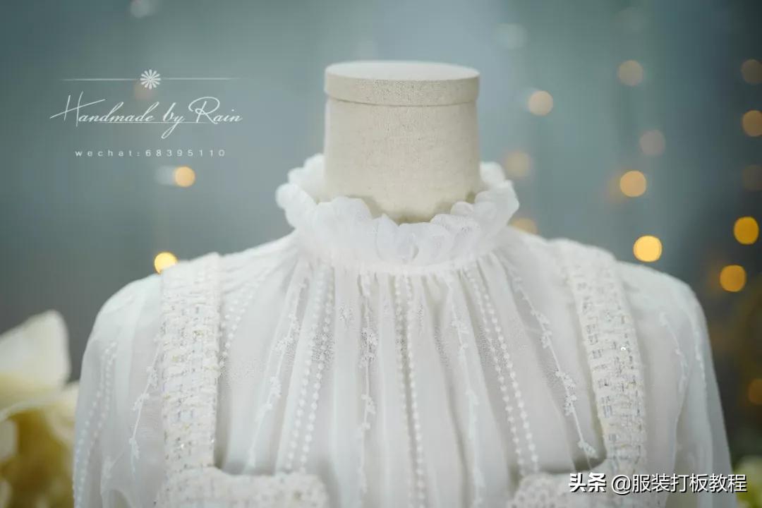 蕾丝半高领网纱打底衫制作,蕾丝高领拼接打底衫制作教程