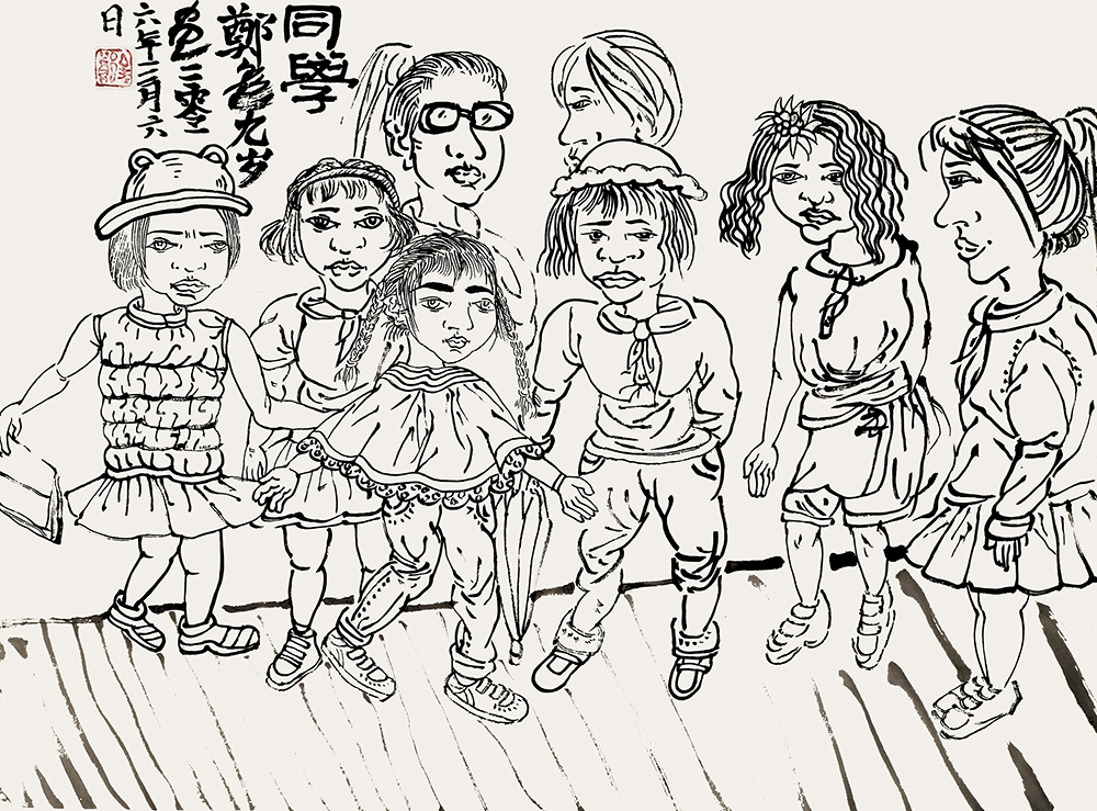 郑鑫绘画成长记录：线描篇（五）校园同学系列——创作