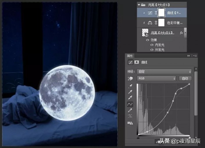 ps怎么把月亮放在人手中,怎么用ps把月亮移下来一点