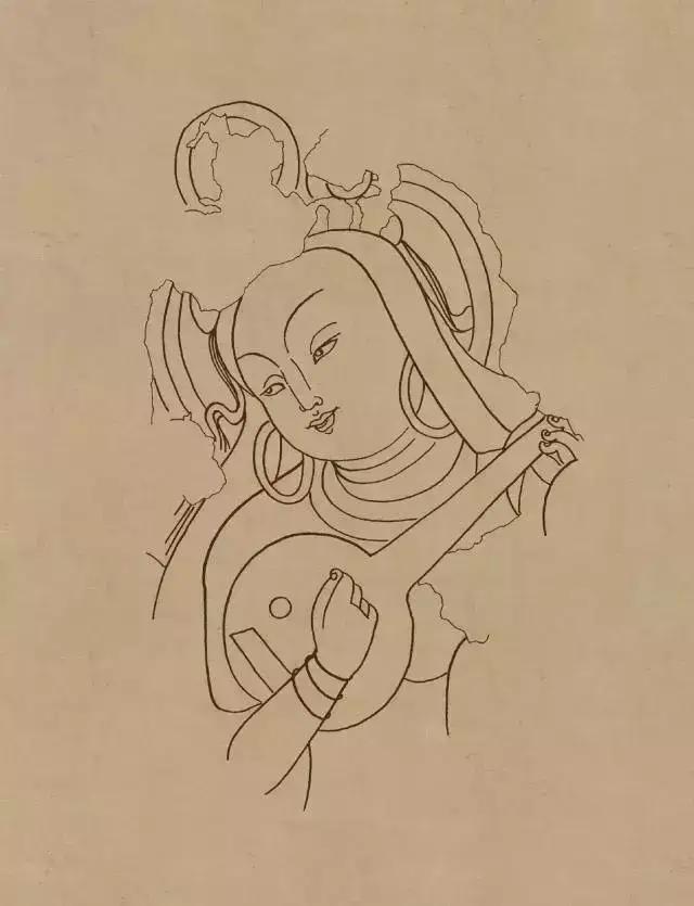 敦煌画线稿描摹,敦煌壁画白描勾线教程