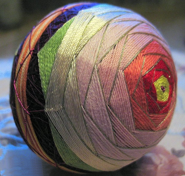 红底樱花手鞠球编织视频,大唐手鞠球编织教程