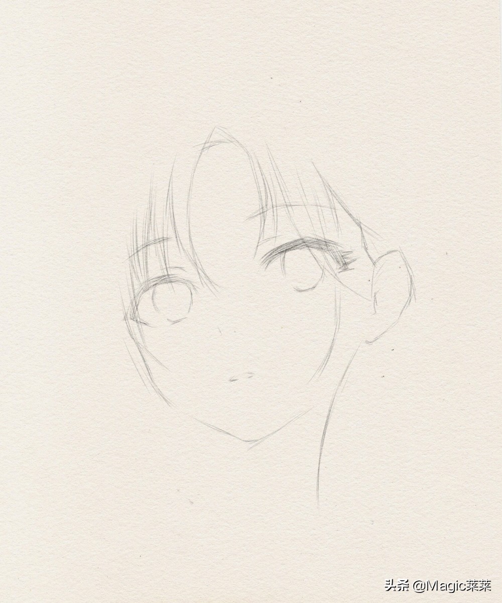 手绘动漫女人物黑白线稿教程,铅笔手绘动漫少女教程