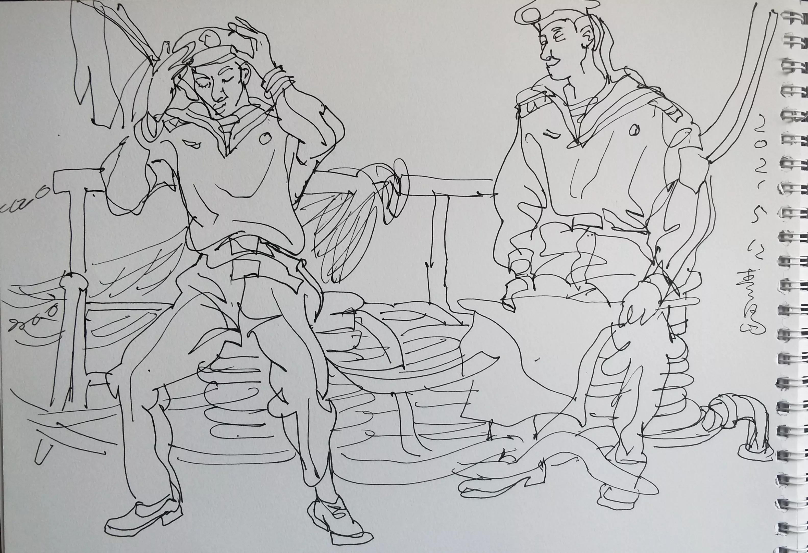 吴建科人物画欣赏,画兵人速写