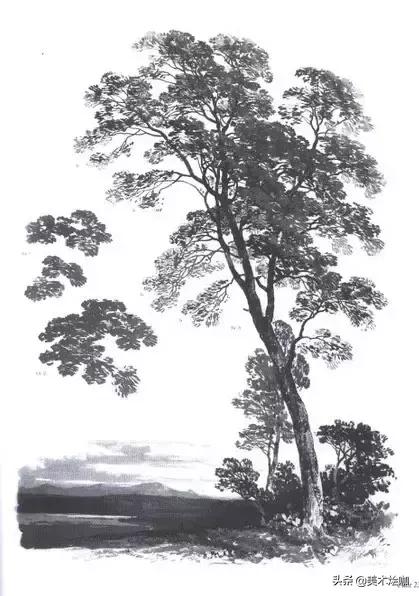 高清素描临摹风景图入门,素描画画教程7-12岁风景图